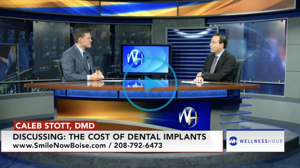 Dr. Caleb Stott, DMD discussing the cost of dental implants on the Wellness Hour